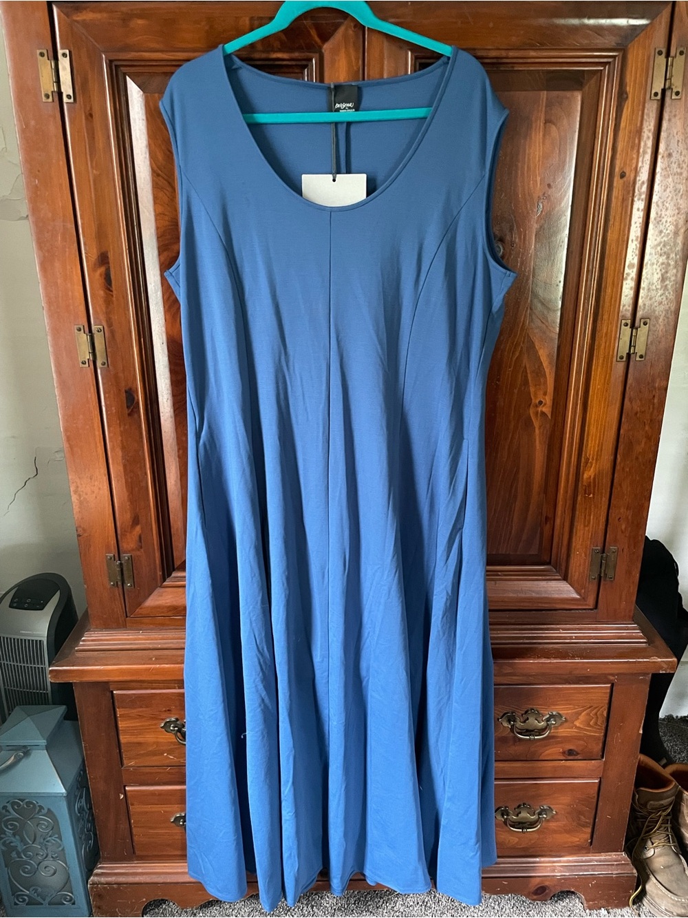 Persona by Marina Rinaldi Blue Sleeveless Scoop-Neck Midi Dress